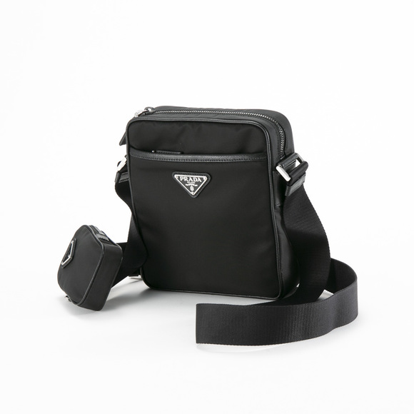 Prada ReNylon + Saffiano Vertical Shoulder Bag with Pouch - Picture 1 of 8